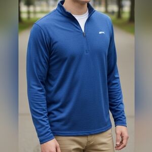 Silver Bait Shirt‎ Mens M Blue UPF 50+ 1/4 Zip Stretch Performance Fishing